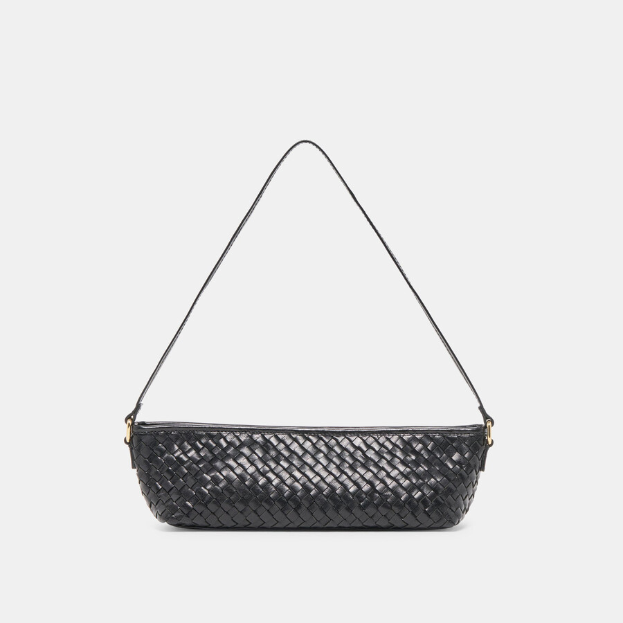 borsa a tracolla intrecciata savaii in pelle intrecciata nera
