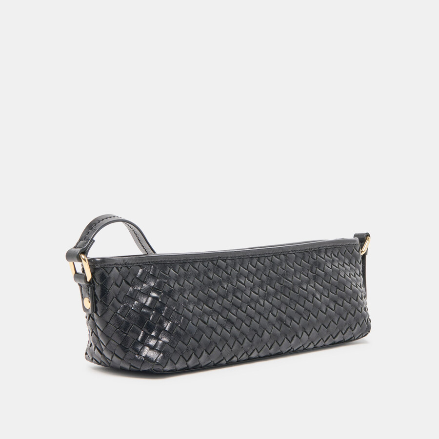 borsa a tracolla intrecciata savaii in pelle intrecciata nera