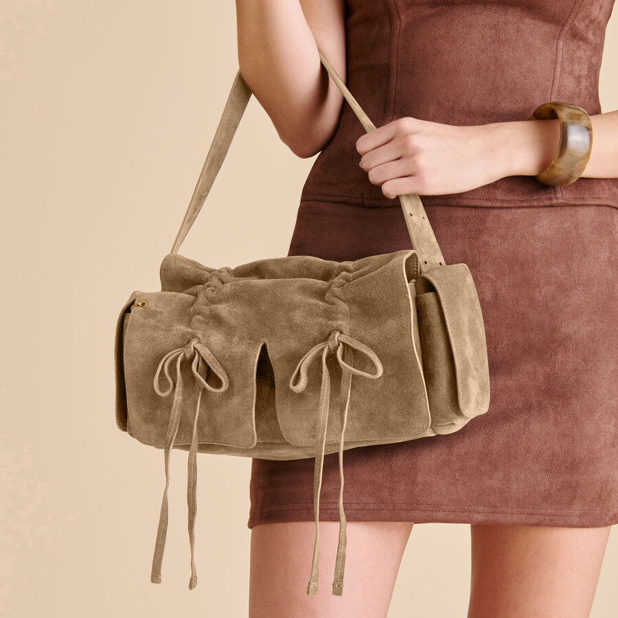 borsa a tracolla hudson in pelle scamosciata oliva