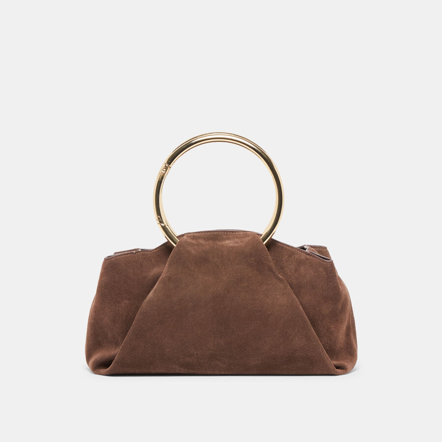 borsa a mano channing in pelle scamosciata color caffè