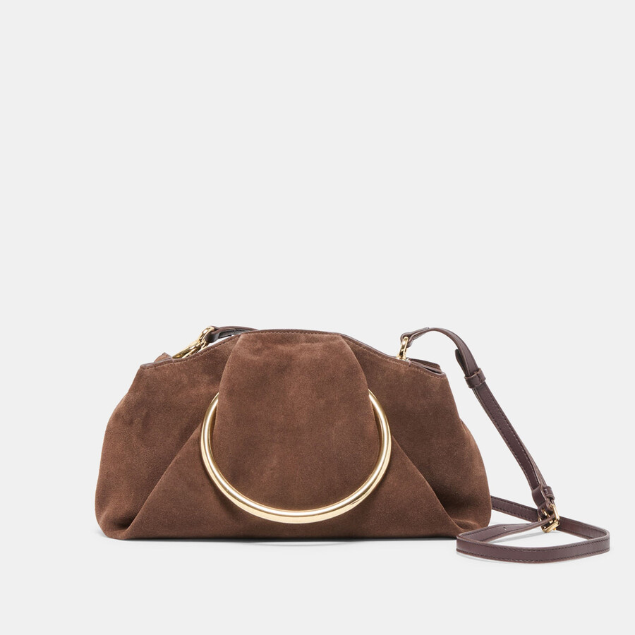 borsa a mano channing in pelle scamosciata color caffè