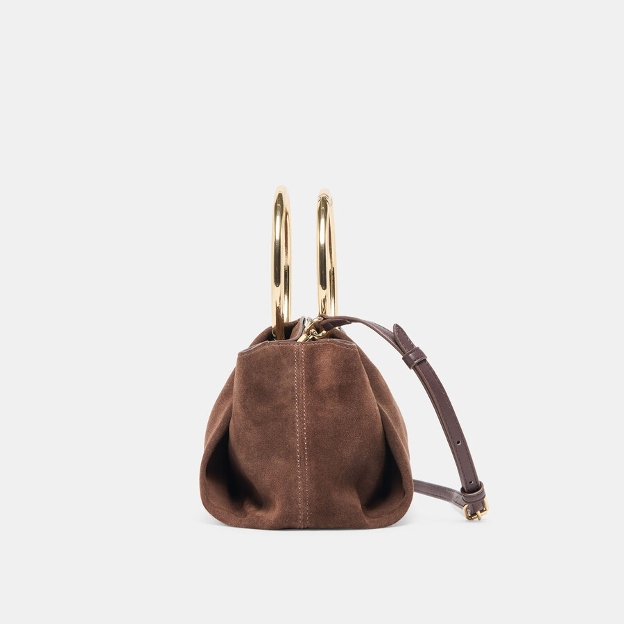 borsa a mano channing in pelle scamosciata color caffè