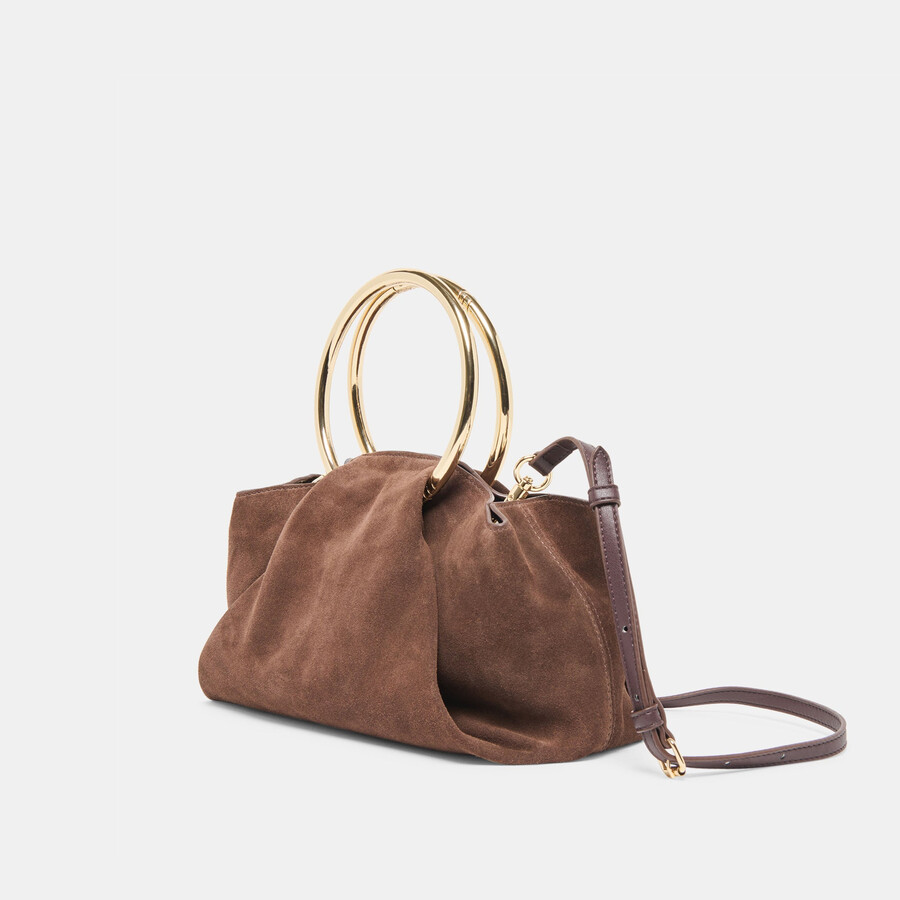 borsa a mano channing in pelle scamosciata color caffè