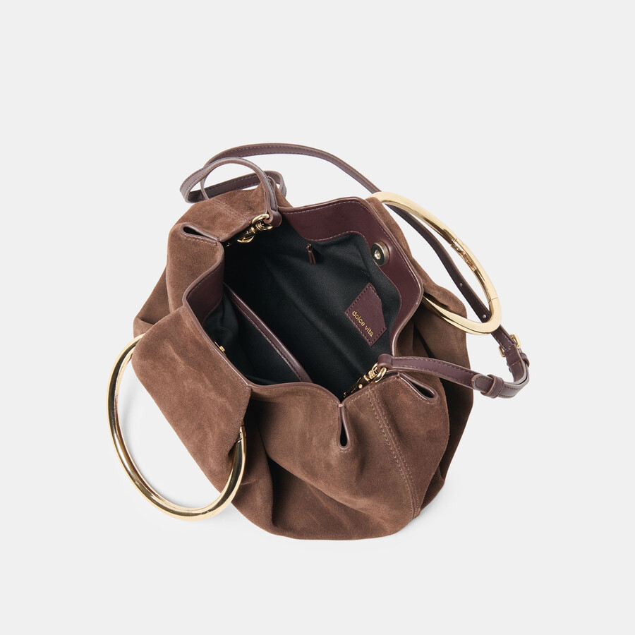 borsa a mano channing in pelle scamosciata color caffè