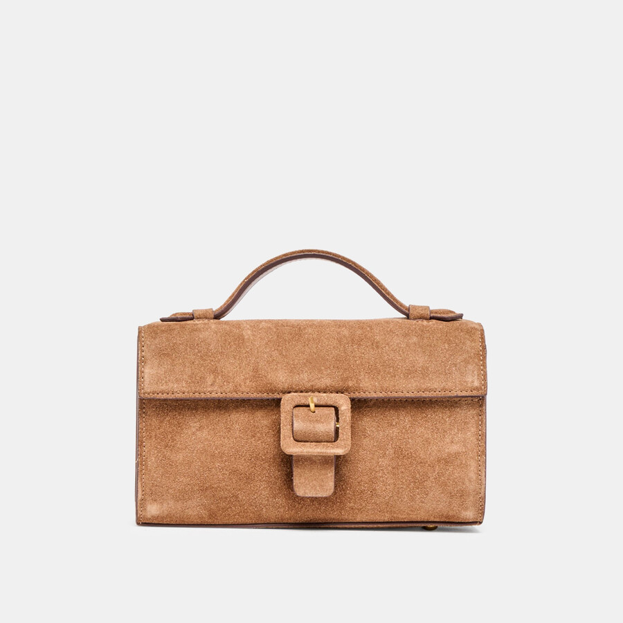 borsa a tracolla chris in pelle scamosciata color cammello