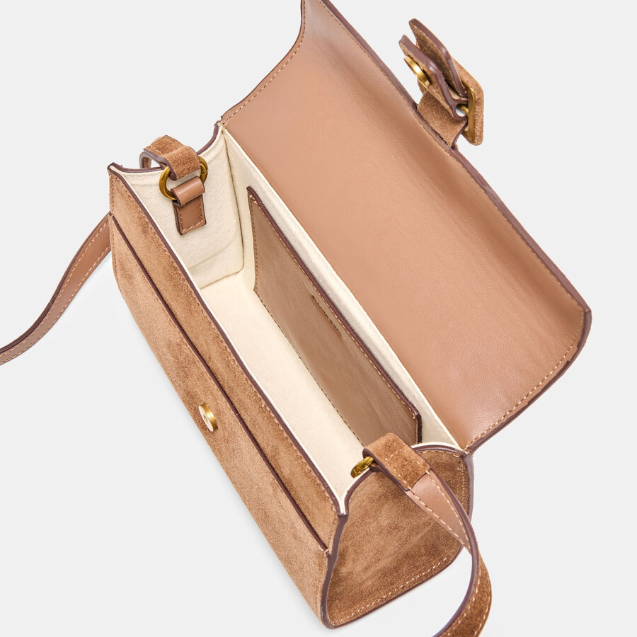 borsa a tracolla chris in pelle scamosciata color cammello