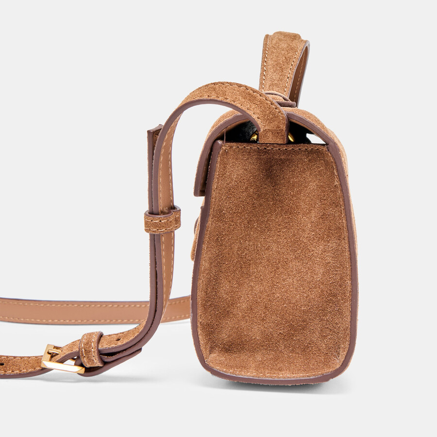 borsa a tracolla chris in pelle scamosciata color cammello