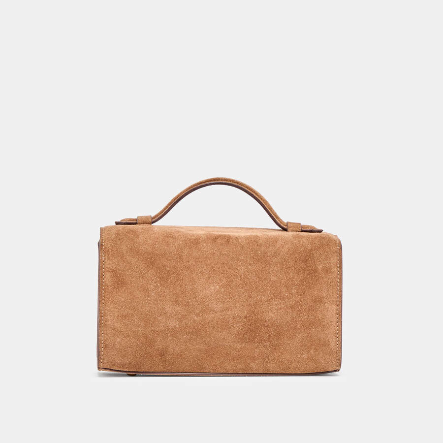 borsa a tracolla chris in pelle scamosciata color cammello