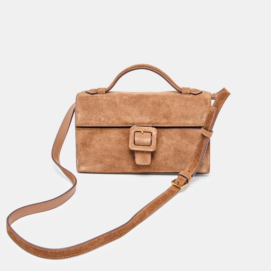 borsa a tracolla chris in pelle scamosciata color cammello