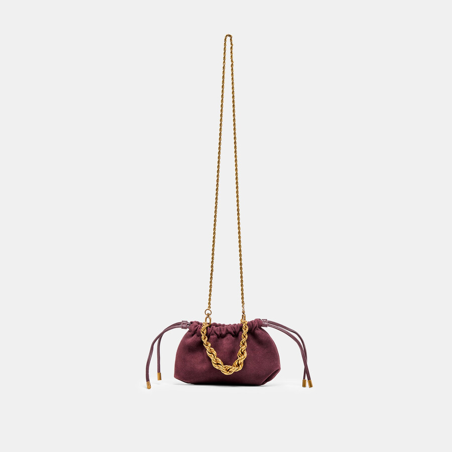 cleo crossbody in pelle scamosciata bordeaux