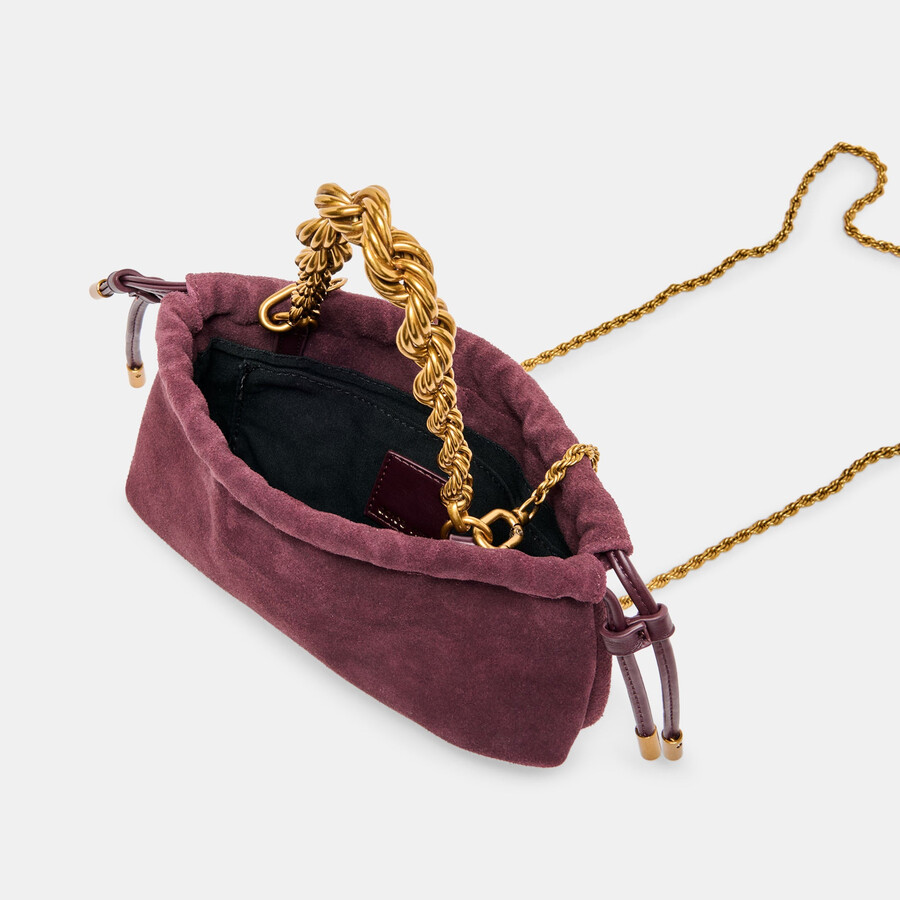 cleo crossbody in pelle scamosciata bordeaux