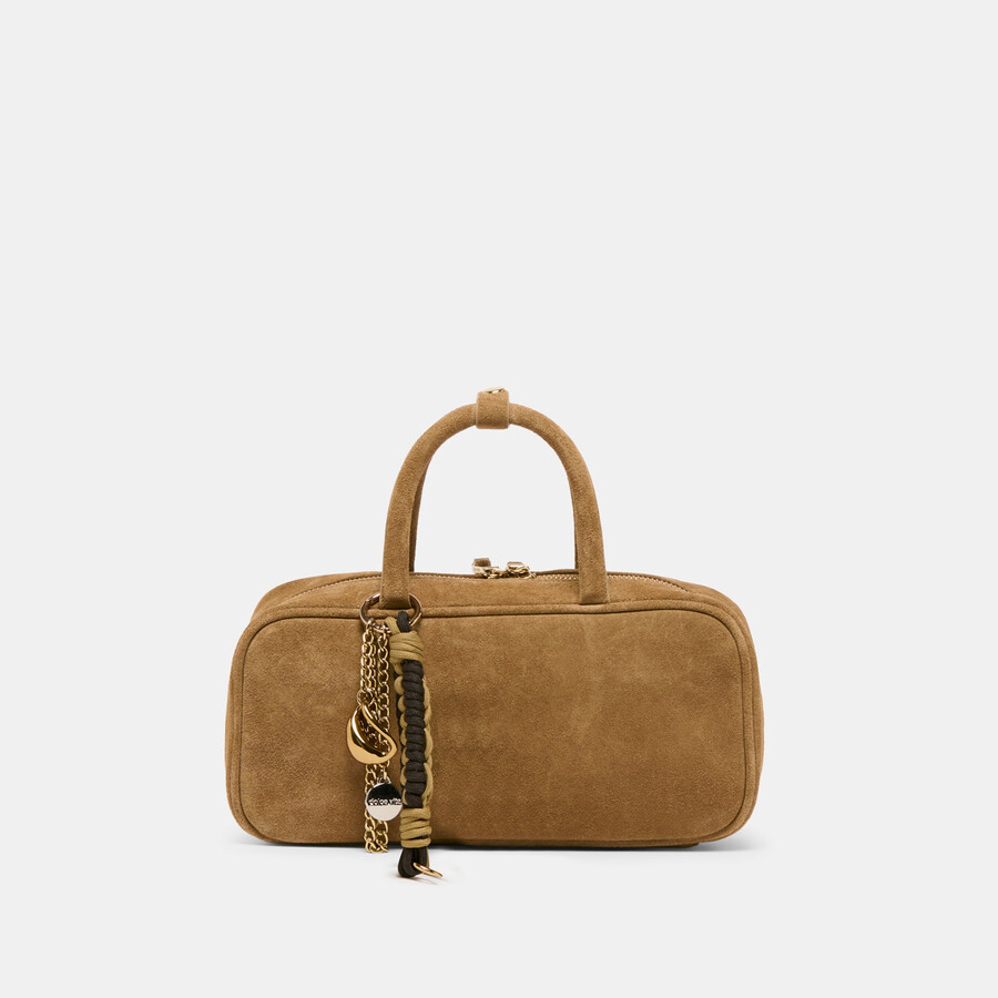 borsa a mano santina in camoscio color talpa