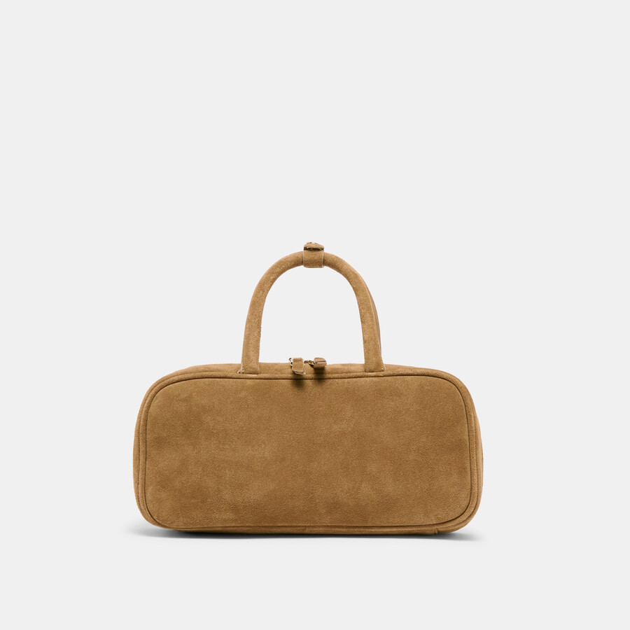borsa a mano santina in camoscio color talpa