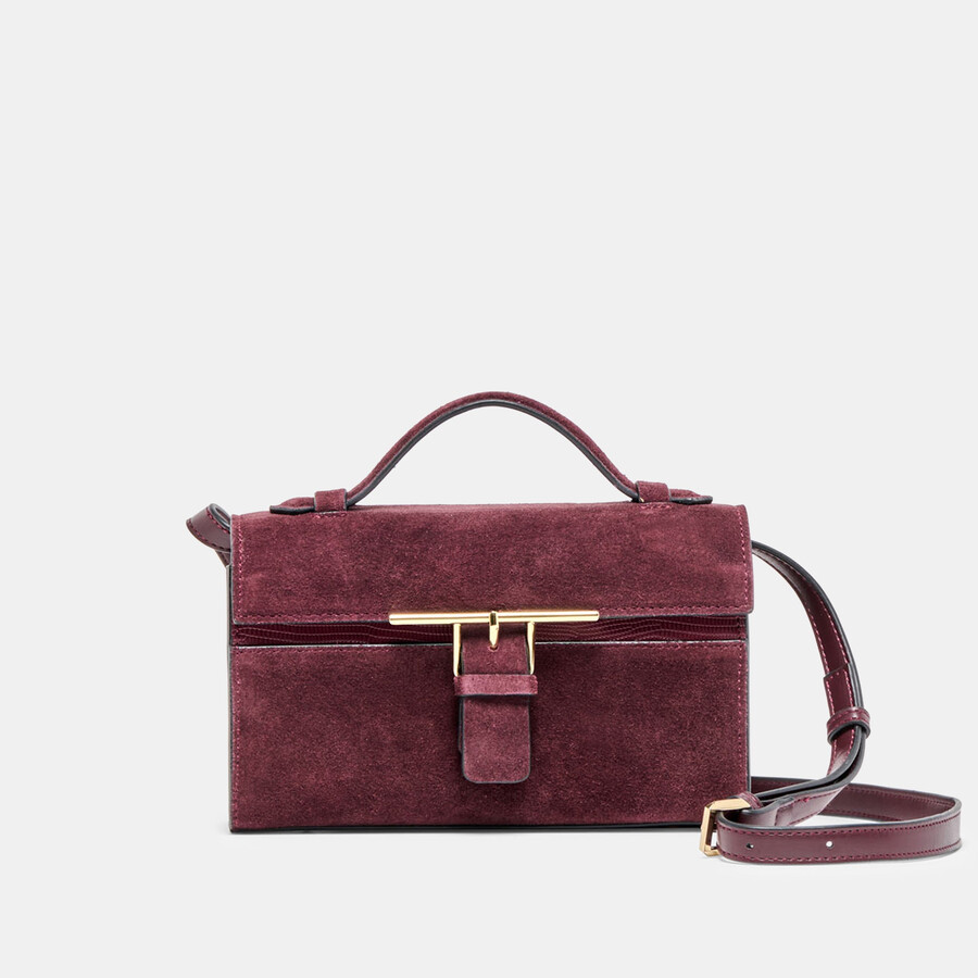 borsa a tracolla zannone in camoscio bordeaux