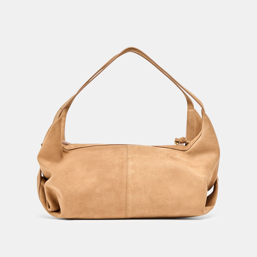 borsa a tracolla billy in pelle scamosciata color cammello