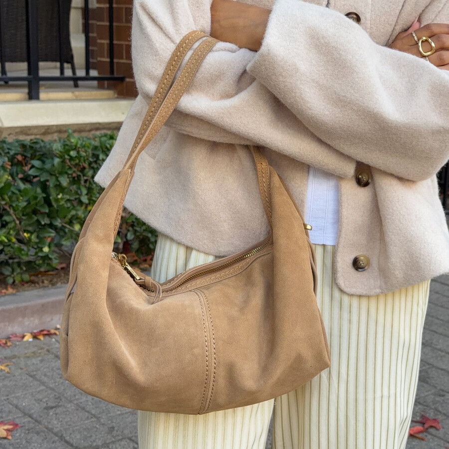 borsa a tracolla billy in pelle scamosciata color cammello