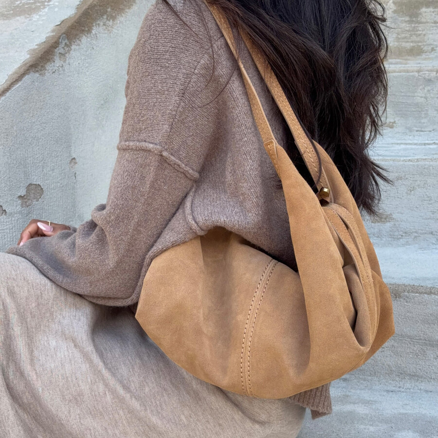 borsa a tracolla billy in pelle scamosciata color cammello