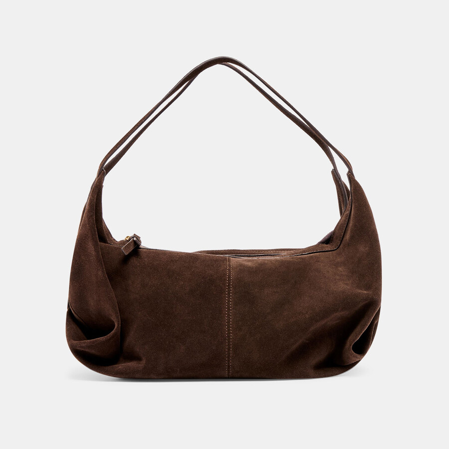 borsa a tracolla billy in pelle scamosciata color cioccolato