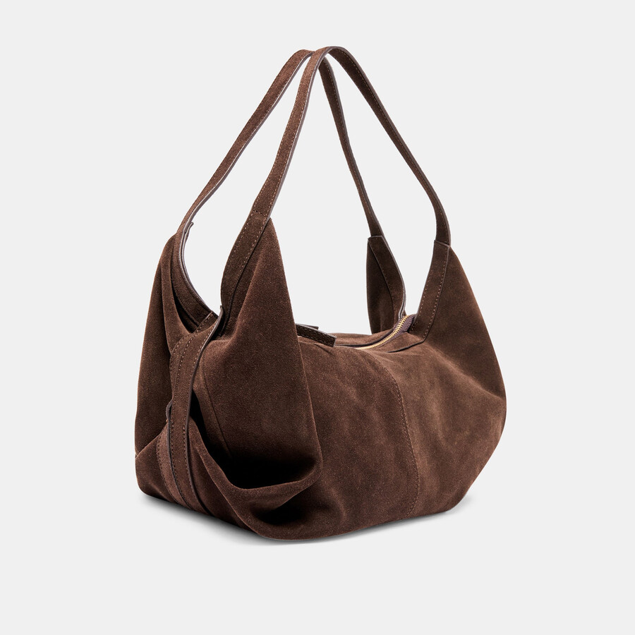 borsa a tracolla billy in pelle scamosciata color cioccolato