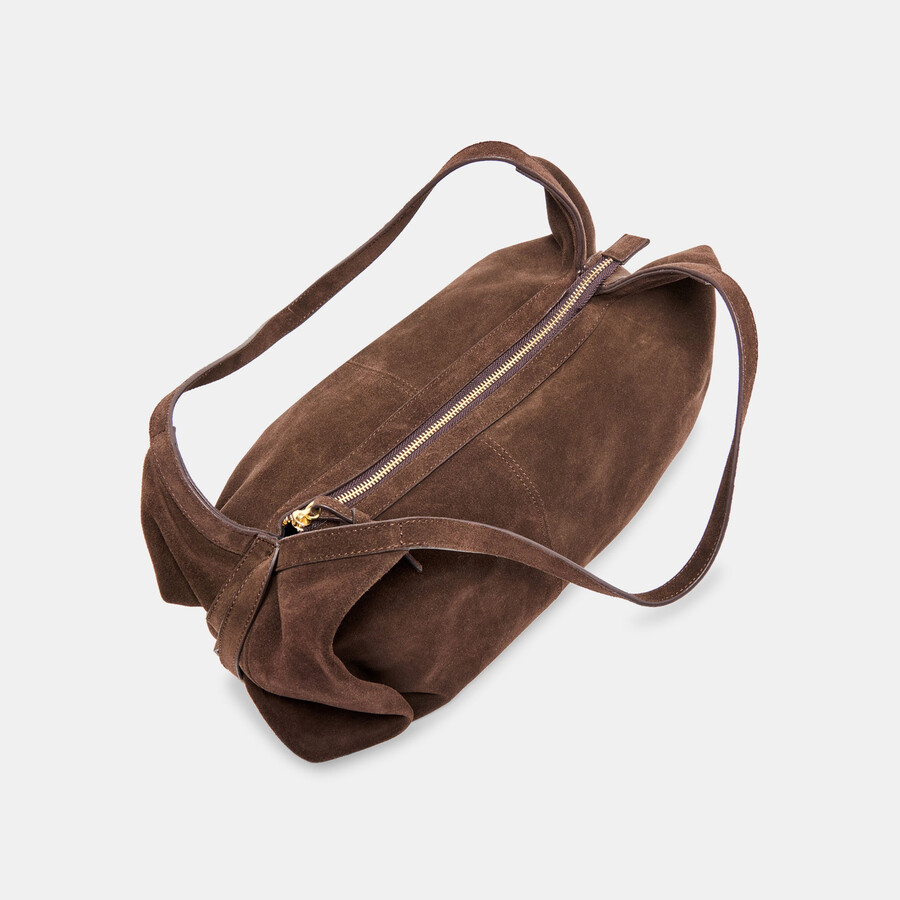 borsa a tracolla billy in pelle scamosciata color cioccolato