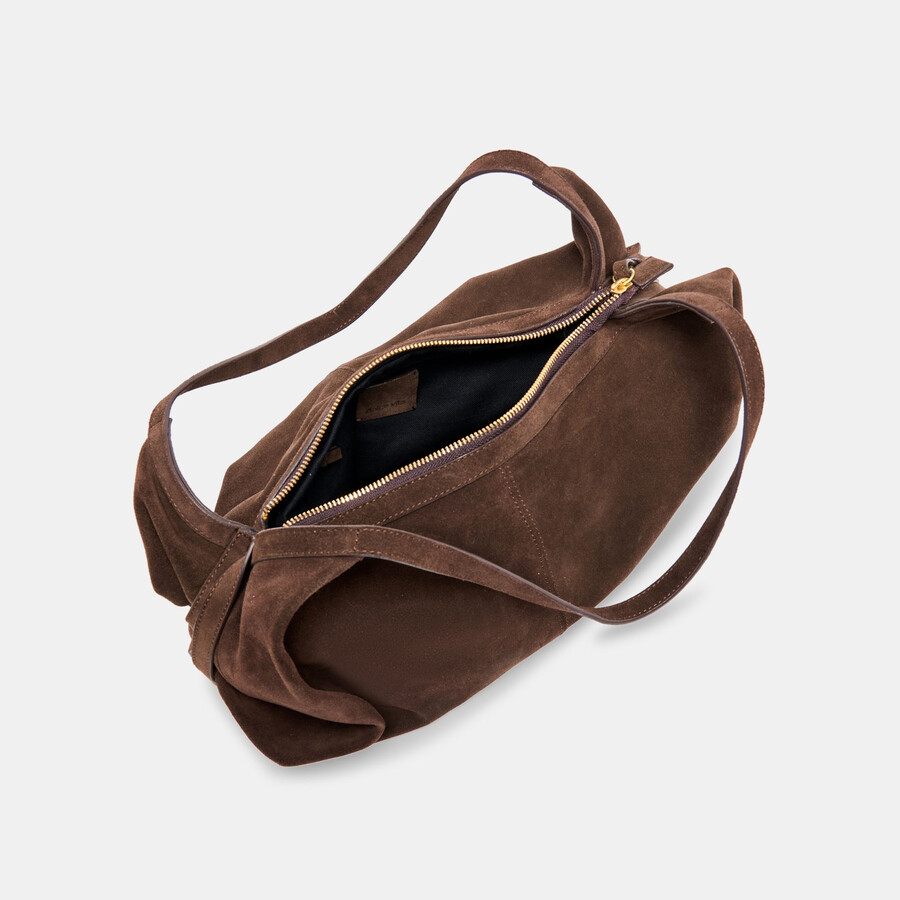 borsa a tracolla billy in pelle scamosciata color cioccolato