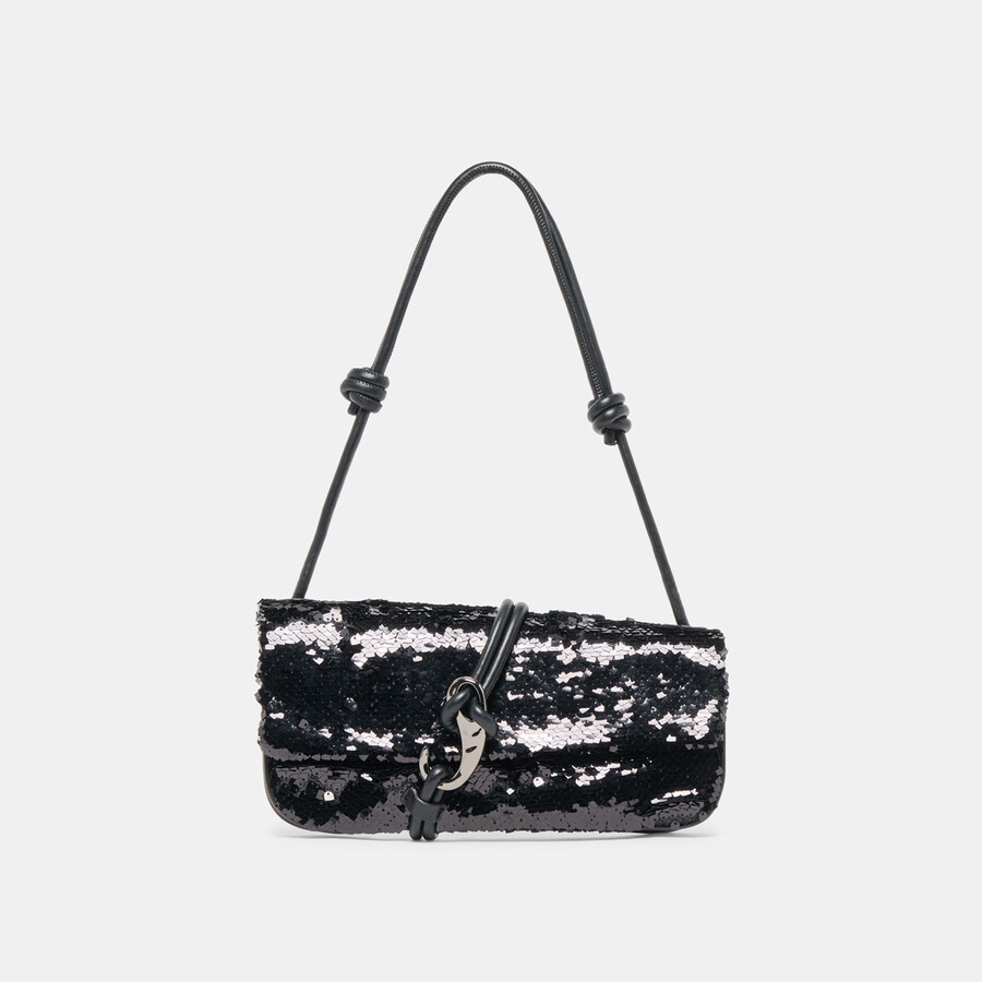 borsa a tracolla alice nera con paillettes