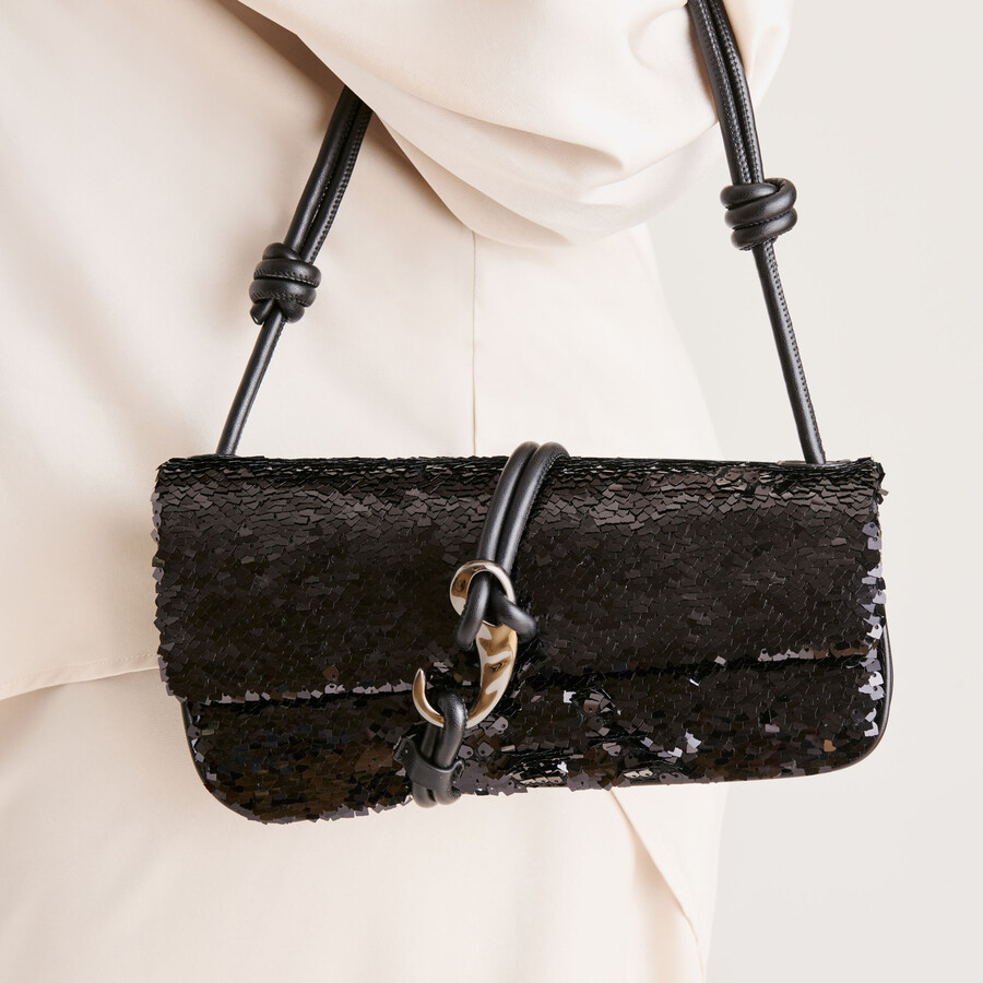 borsa a tracolla alice nera con paillettes
