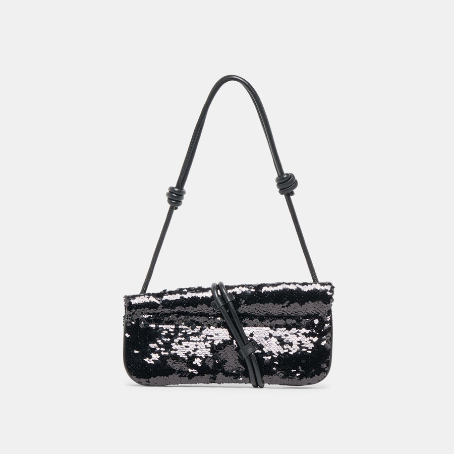 borsa a tracolla alice nera con paillettes
