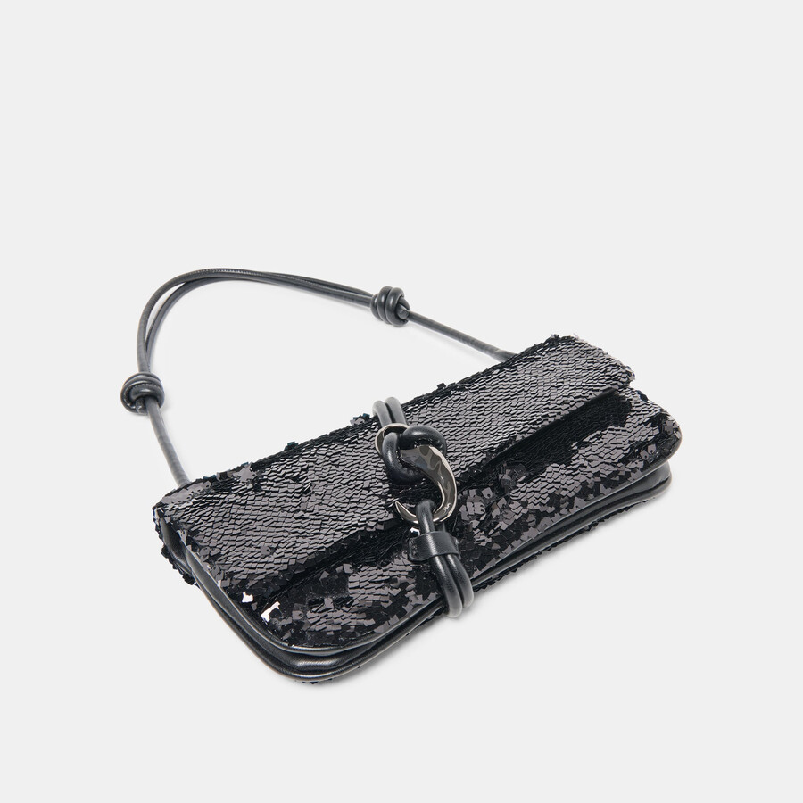 borsa a tracolla alice nera con paillettes