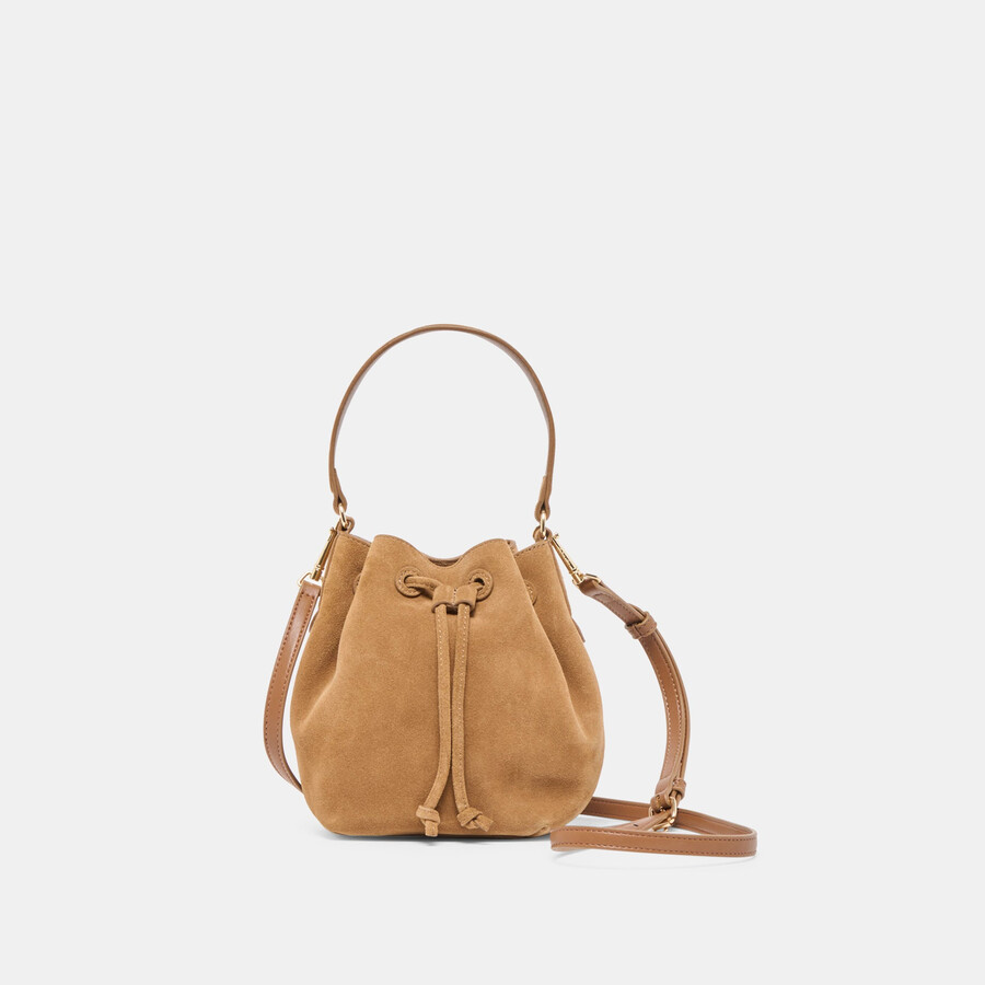 borsa a tracolla amaru in pelle scamosciata marrone