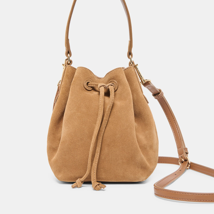 borsa a tracolla amaru in pelle scamosciata marrone