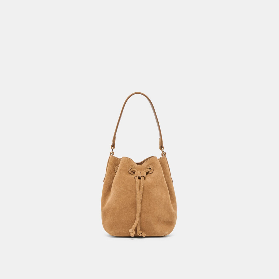 borsa a tracolla amaru in pelle scamosciata marrone