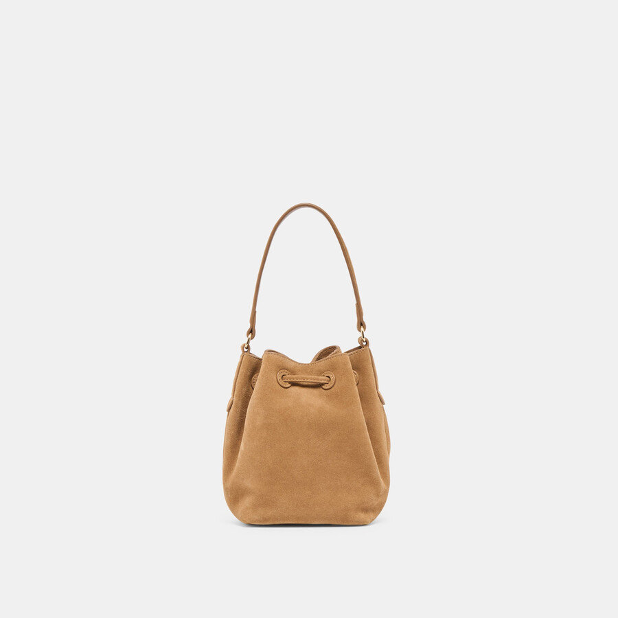 borsa a tracolla amaru in pelle scamosciata marrone