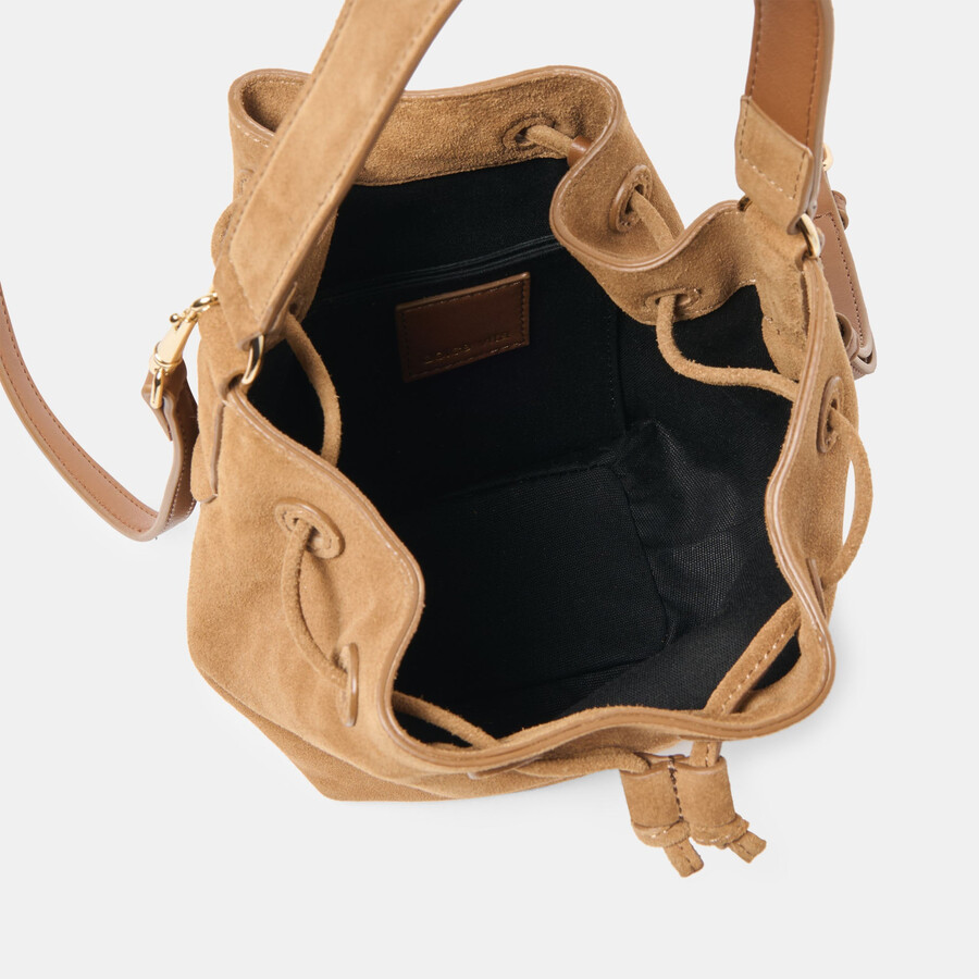 borsa a tracolla amaru in pelle scamosciata marrone