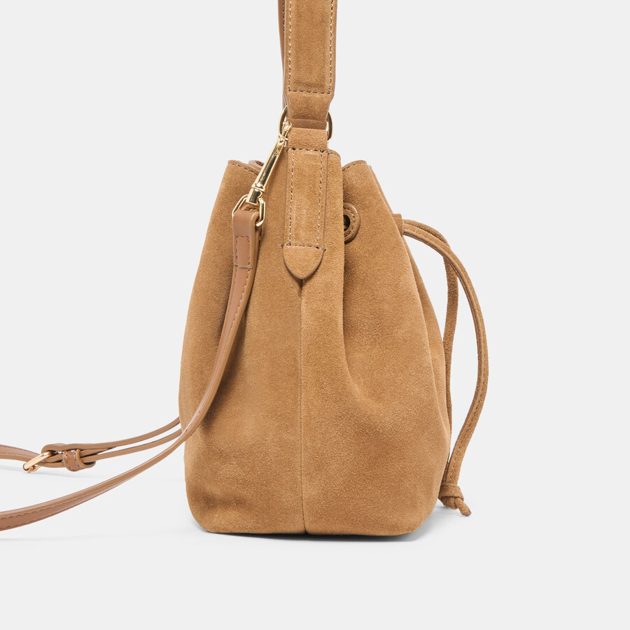 borsa a tracolla amaru in pelle scamosciata marrone