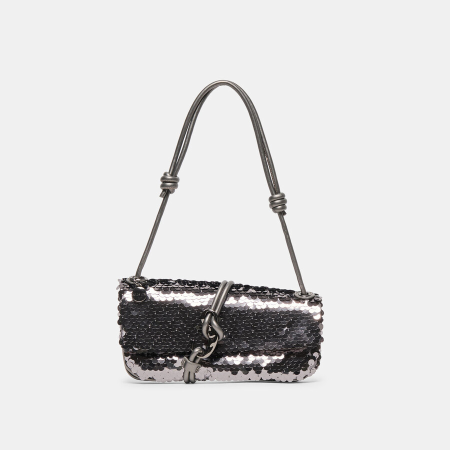 borsa a tracolla alice con paillettes color canna di fucile