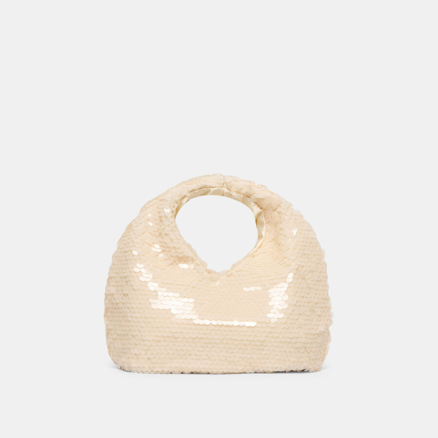borsa a mano con paillettes dahlia paillettes avorio