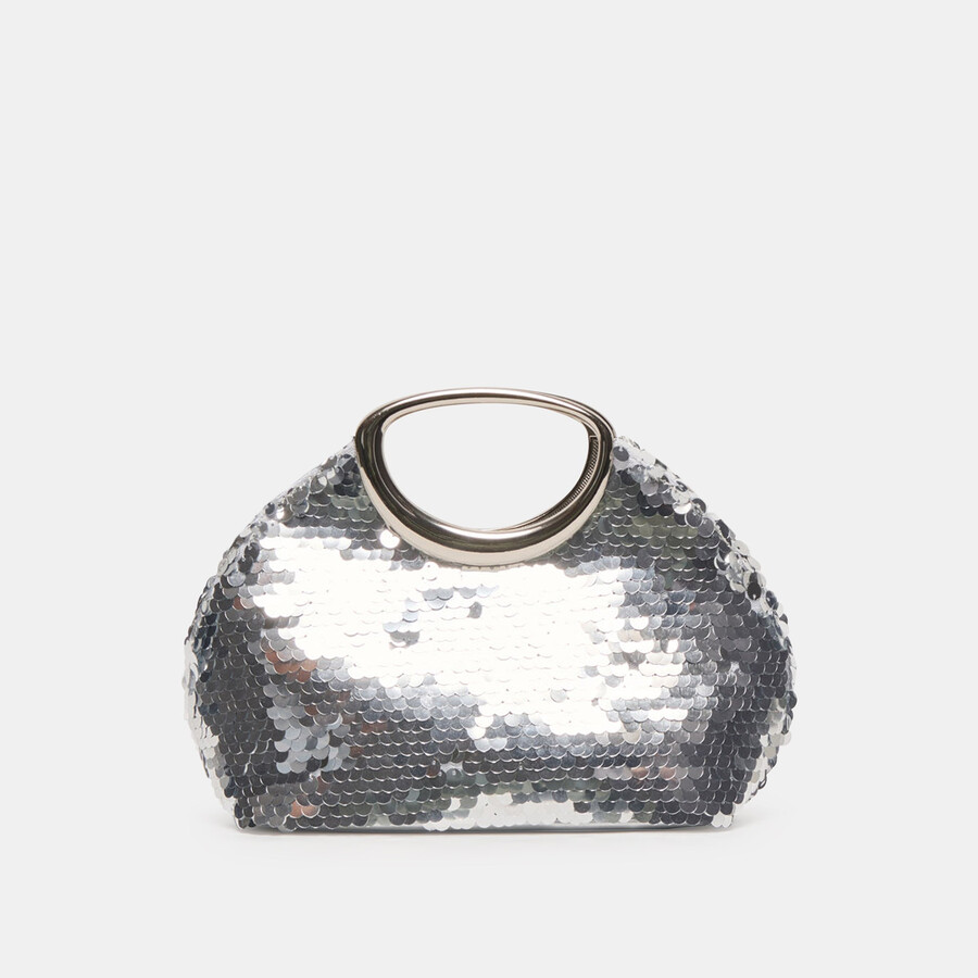 borsa alina con paillettes argento