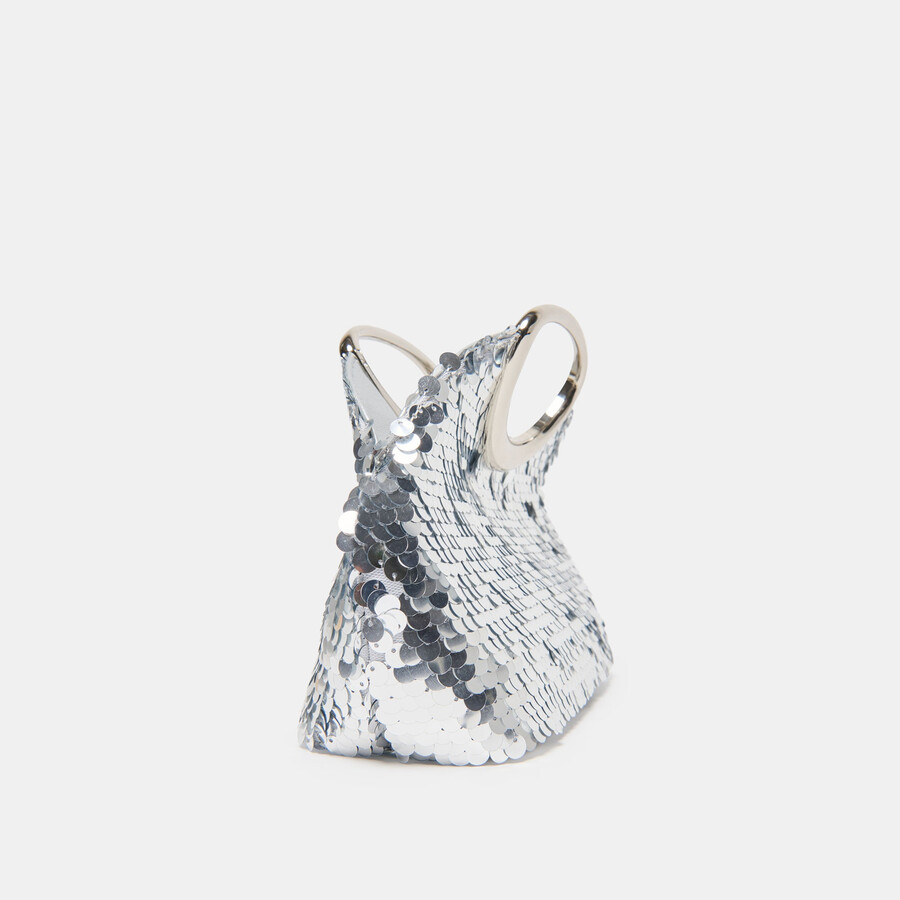 borsa alina con paillettes argento