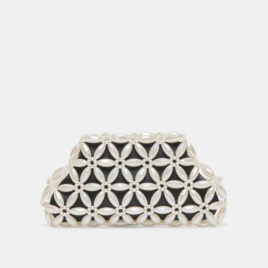 marlow clutch nero satinato perla