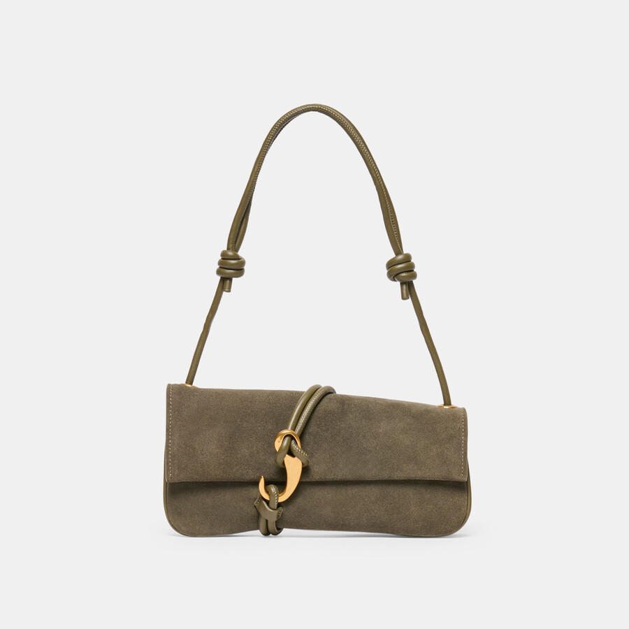 borsa a tracolla alice in pelle scamosciata oliva
