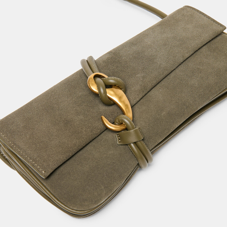 borsa a tracolla alice in pelle scamosciata oliva