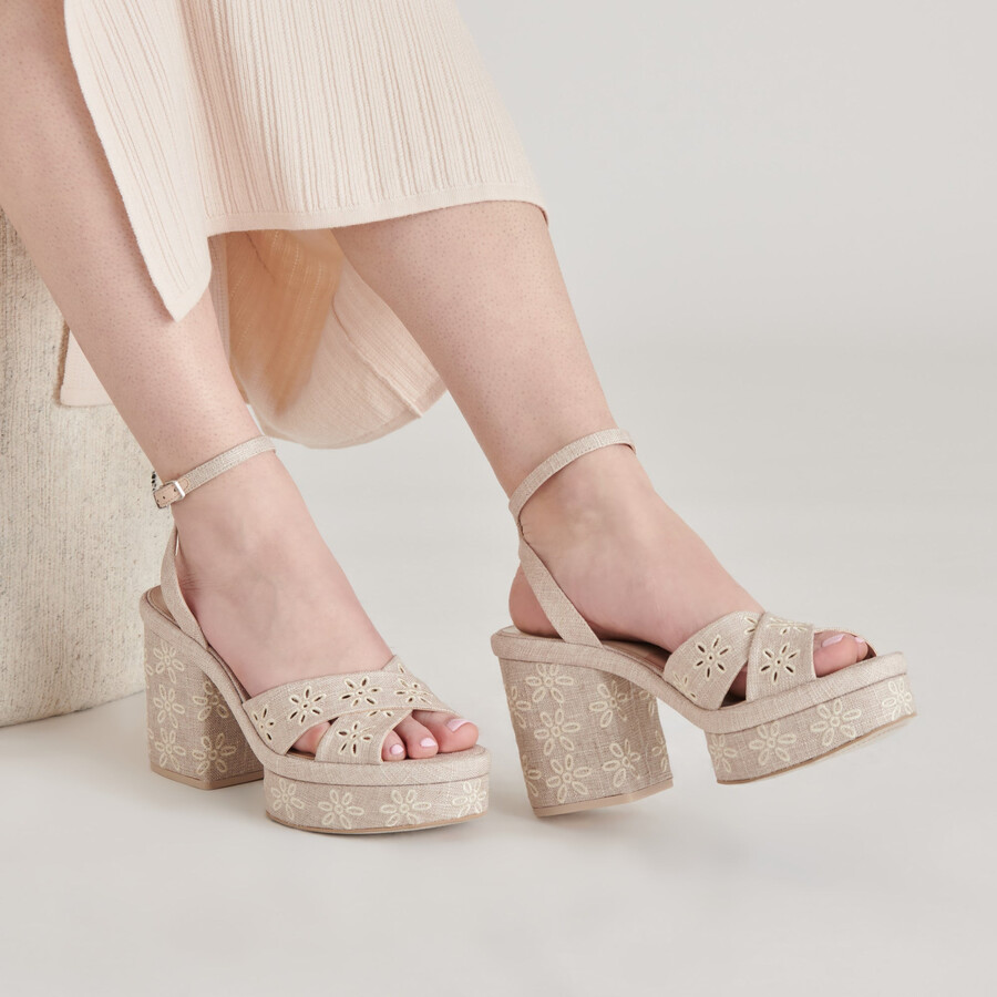 laisha heels almond floral eyelet