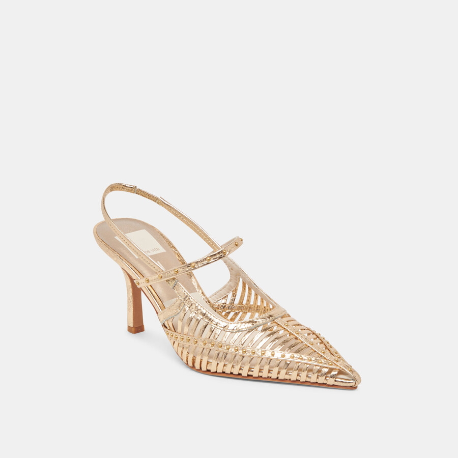 tacchi hensal in pelle invecchiata color oro