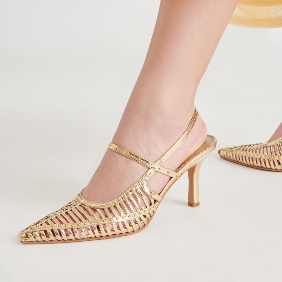 tacchi hensal in pelle invecchiata color oro