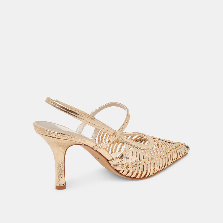 tacchi hensal in pelle invecchiata color oro