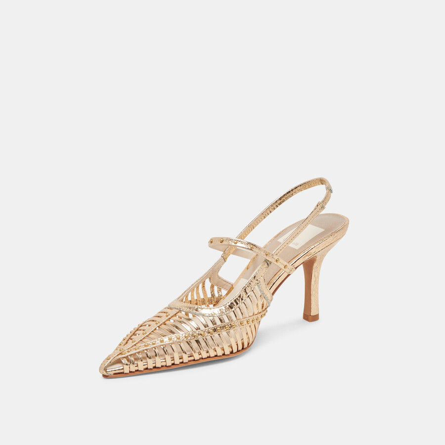 tacchi hensal in pelle invecchiata color oro