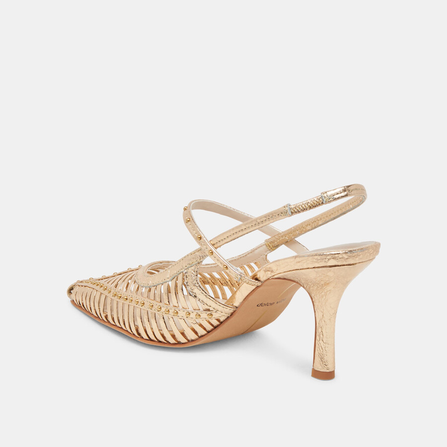 tacchi hensal in pelle invecchiata color oro
