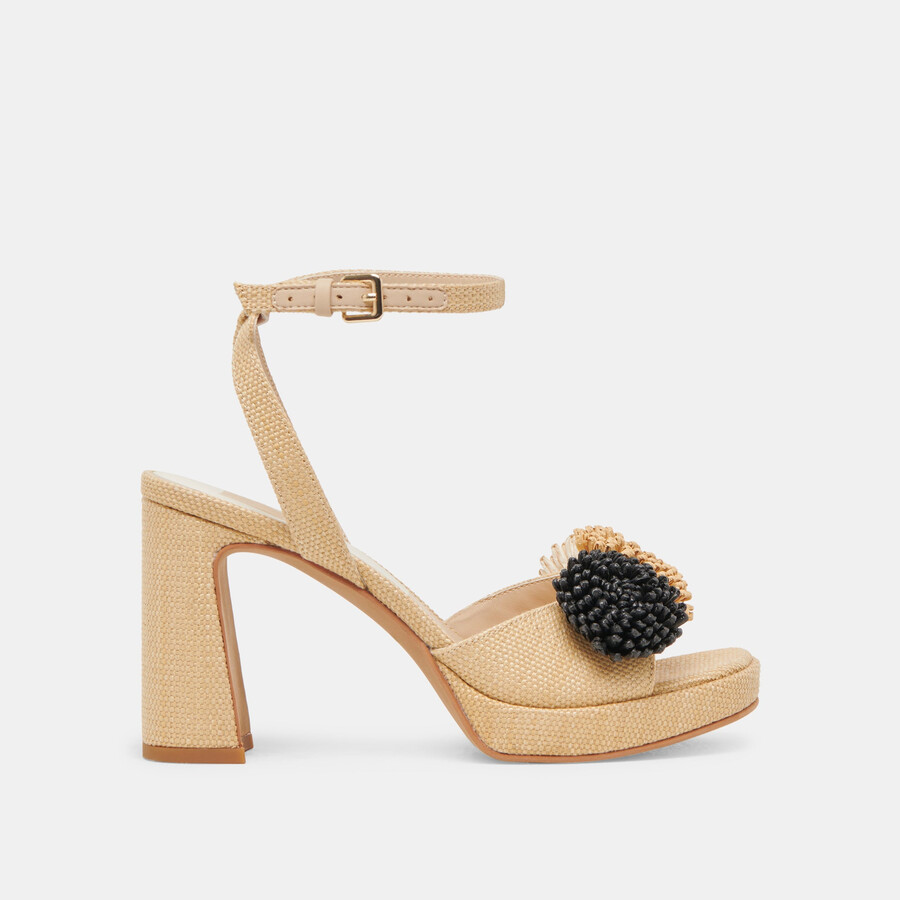 olivea heels rafia naturale nera