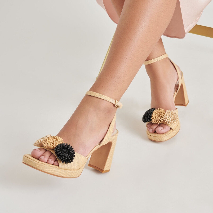olivea heels rafia naturale nera
